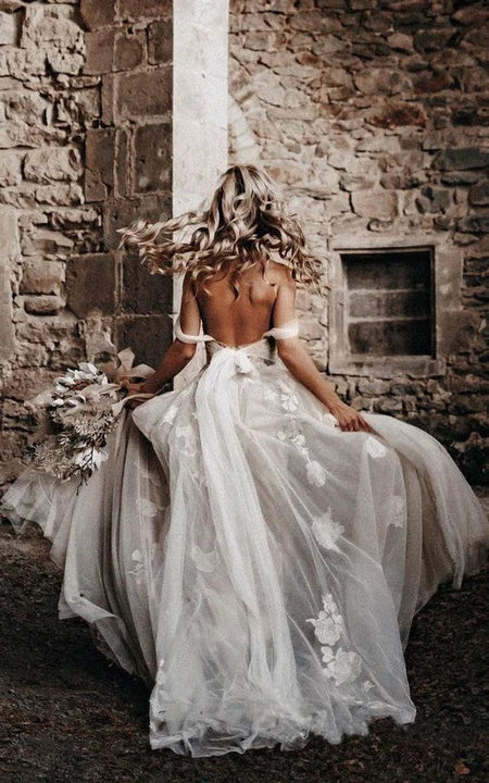Dress For Wedding Sweetheart Criss-cross Tulle Empire A-line Backless Wedding Dress / Dress For Formal