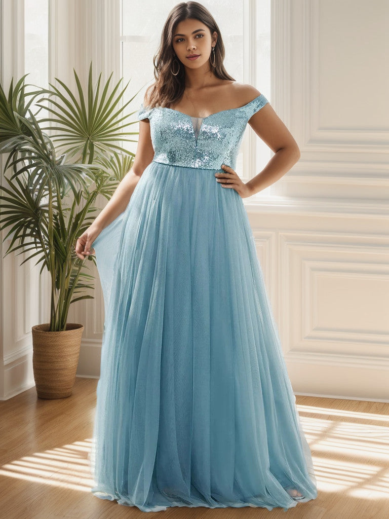 Weitese Robes Longues à Paillettes de Grande Taille pour Occasions Spéciales