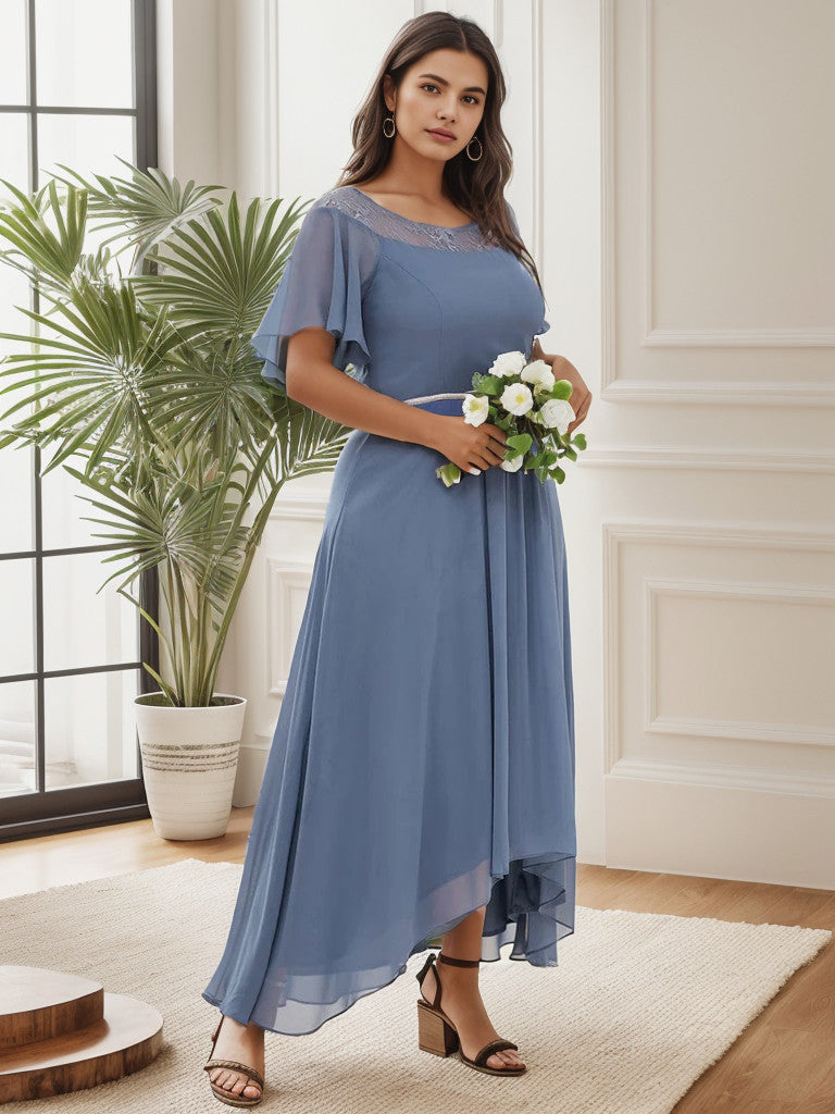 Robe de soirée Weitese grande taille à col bateau et manches