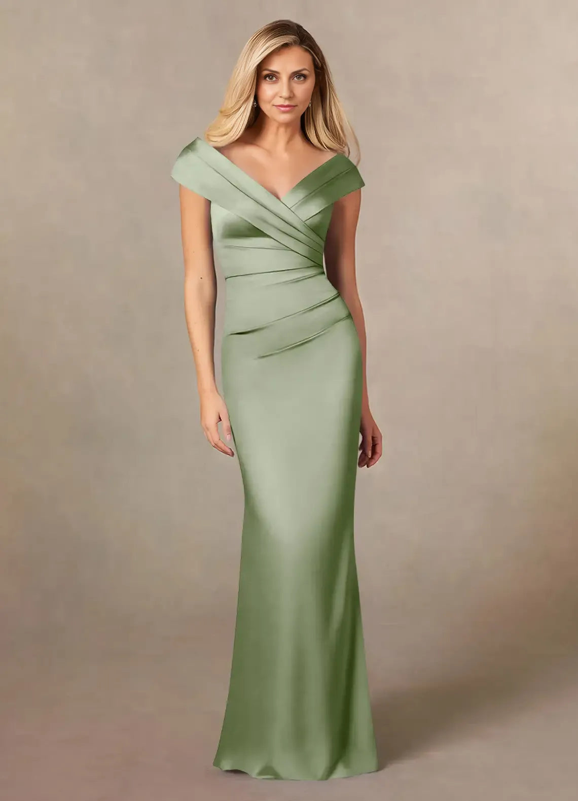 Weitese Dress Cinnamon Mermaid Pleated Satin Mother Of The Bride Evening Dress Fashion Sleeveless Back Zip Leg Slit Mother Of The Groom Dresses