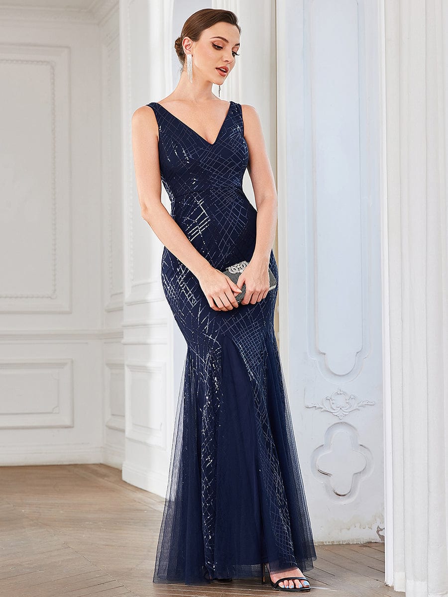 Weitese Sleeveless Metallic Caged Lace-Up Bodycon Asymmetric Evening Dress