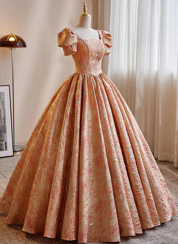 Beautiful Ball Gown Short Sleeves Long Party Dress