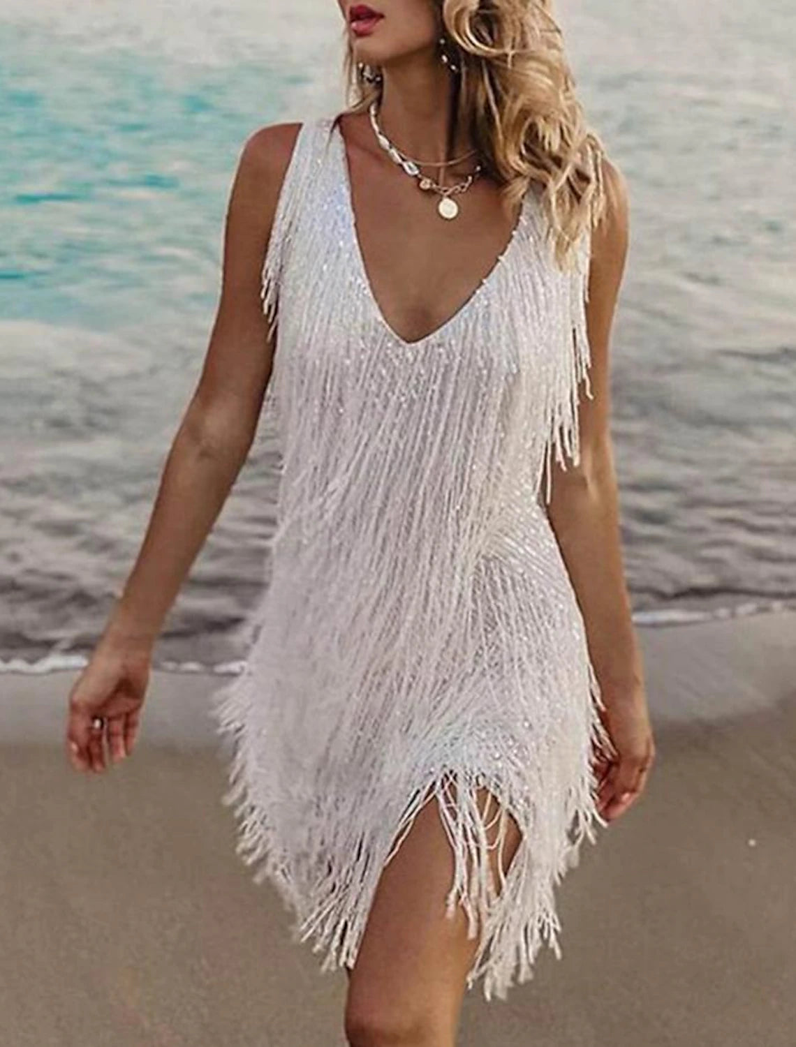 Vintage Dress Flapper Dress Dress Masquerade The Great Gatsby Women's Adults' Sequins Tassel Fringe Cosplay Costume Christmas Party Night out&Special occasion