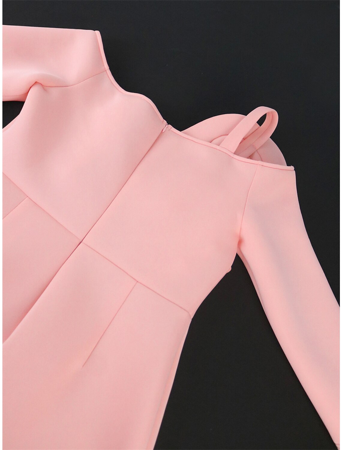 Robe de soirée moulante grande taille pour femme, robe fourreau unie, mi-longue, manches longues, épaules dénudées, tendance, rose, automne-hiver