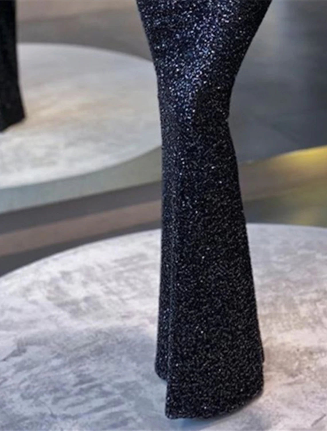 Weitese Mermaid / Trumpet Evening Gown Elegant Dress Formal Cocktail Party Floor Length Long Sleeve High Neck Sequined with Sequi