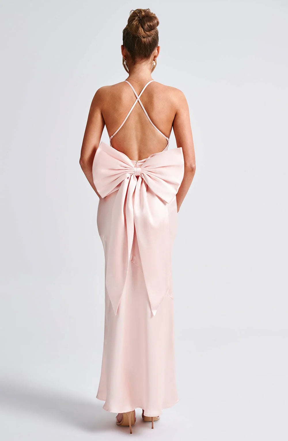 Elegant Backless Bow Dress Spaghetti Strap Party Cocktail Wedding Guest Long Dress for Women Slim Bodycon Sexy Prom Dress 2025