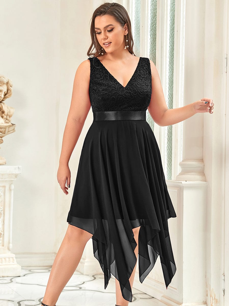 Superbe robe de bal en dentelle à col en V grande taille Weitese pour femme