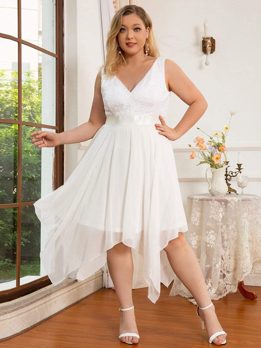 Superbe robe de bal en dentelle à col en V grande taille Weitese pour femme
