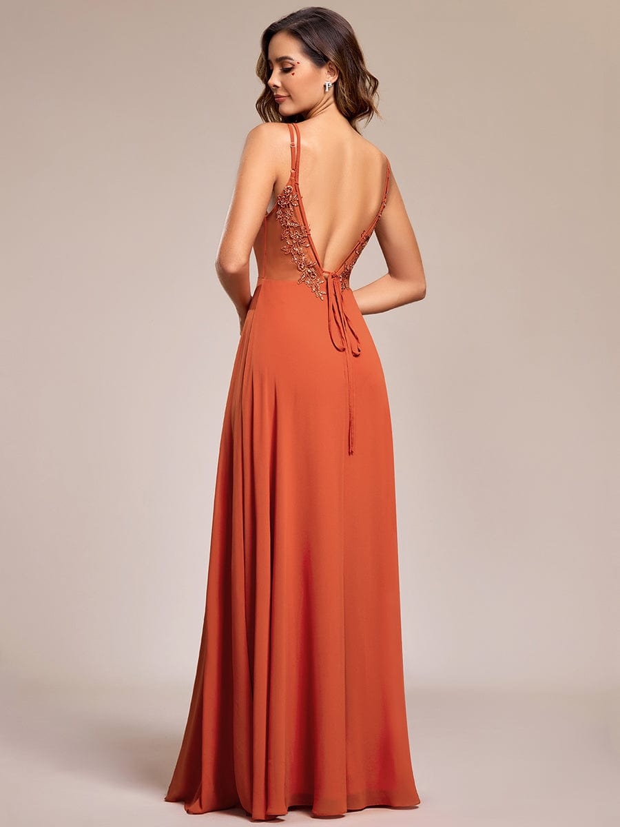 Weitese Convertible Chiffon Lace Open Back Spaghetti Straps Bridesmaid Dress