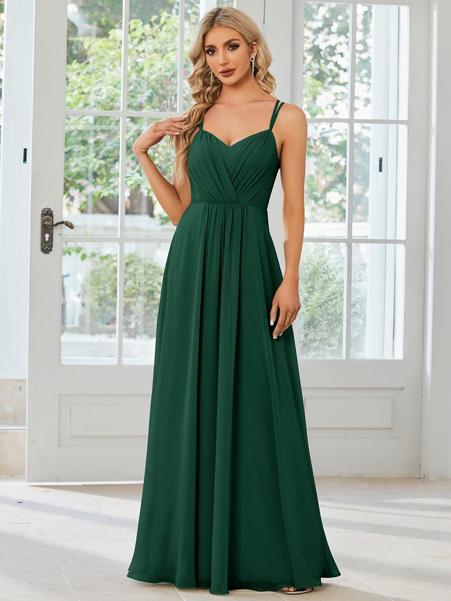 Weitese Convertible Chiffon Lace Open Back Spaghetti Straps Bridesmaid Dress