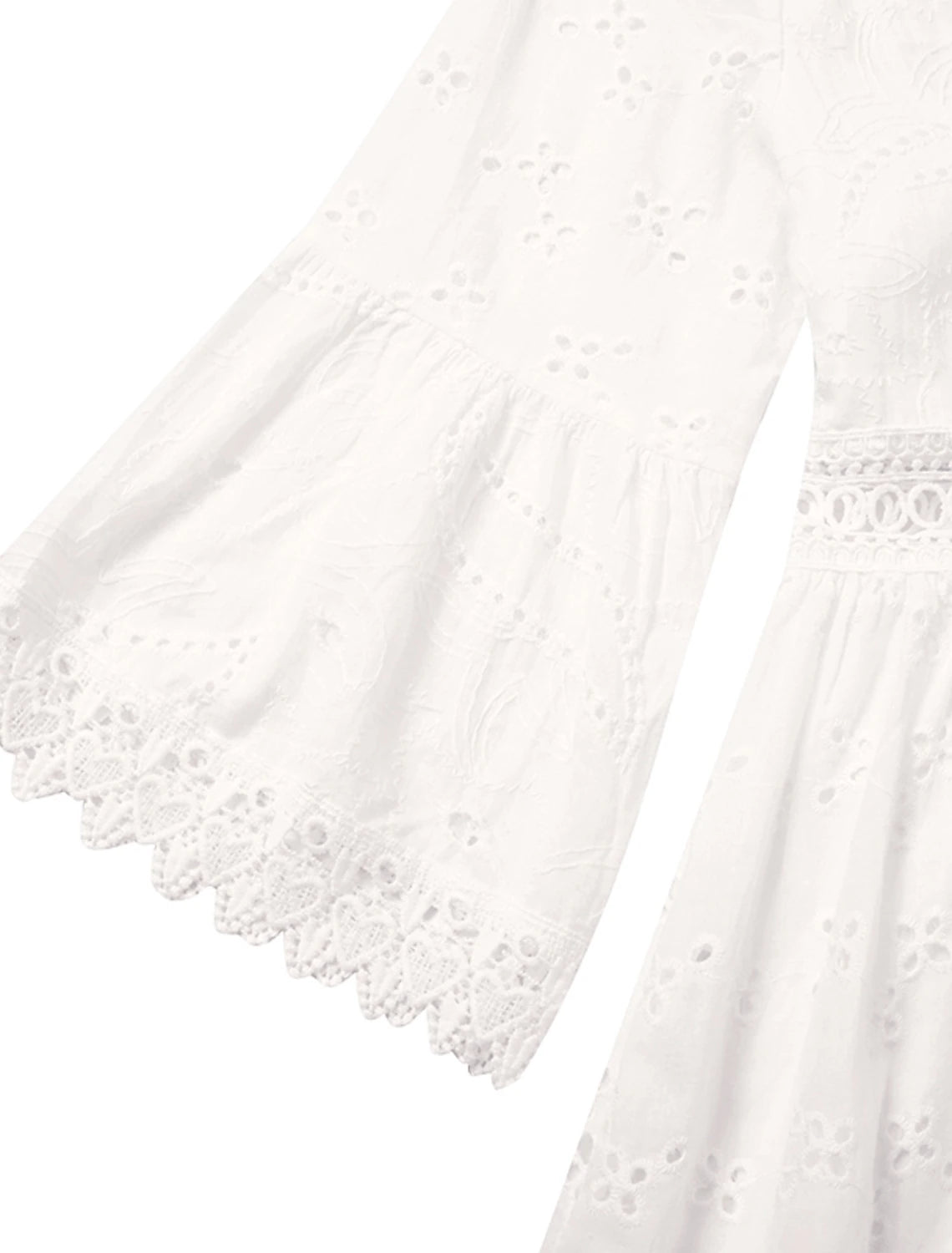 Women‘s Party Dress Casual Dress Lace Dress Mini Dress White Beige 3/4 Length Sleeve Embroidery Ruched Summer Spring Fall V Neck Fashion Wedding Summer Dress Office