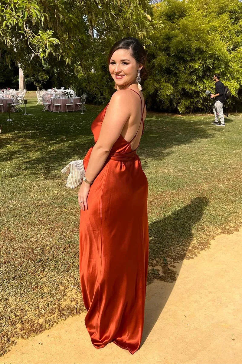 Elegant A-Line Cowl Neck Sleeveless Satin Maxi Formal Dress