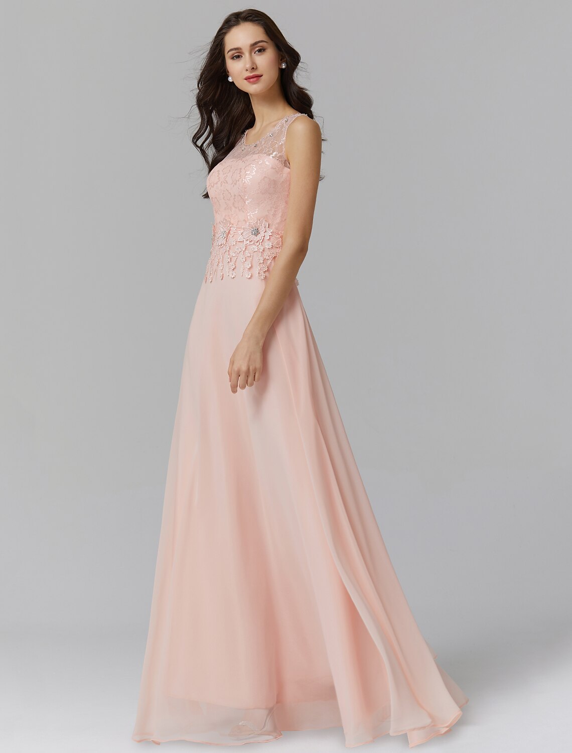 Side profile of the elegant Weitese A-Line Empire dress.