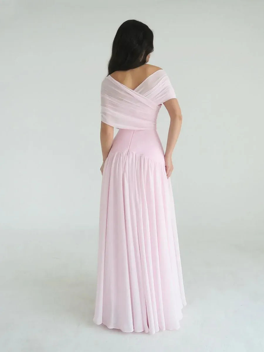 Elegant A-Line Off-The-Shoulder Sleeveless Backless Maxi Evening Dress