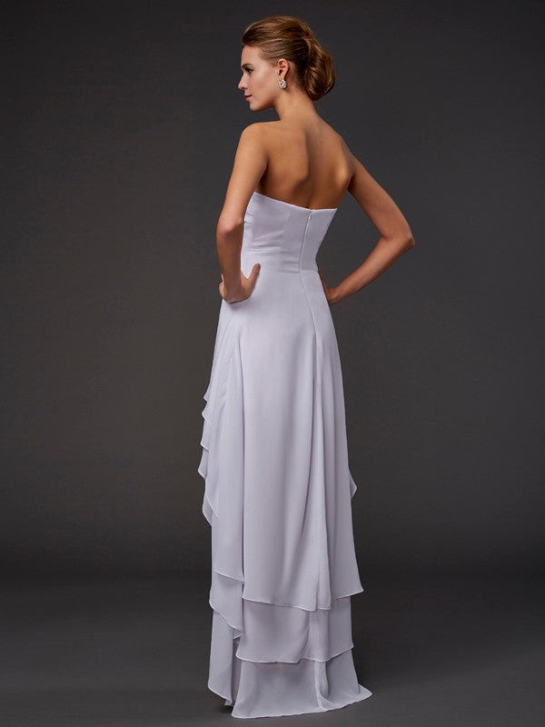 Weitese A-Line Princess sweetheart ruffled high-low chiffon cocktail dress, back view showing flowing hem.