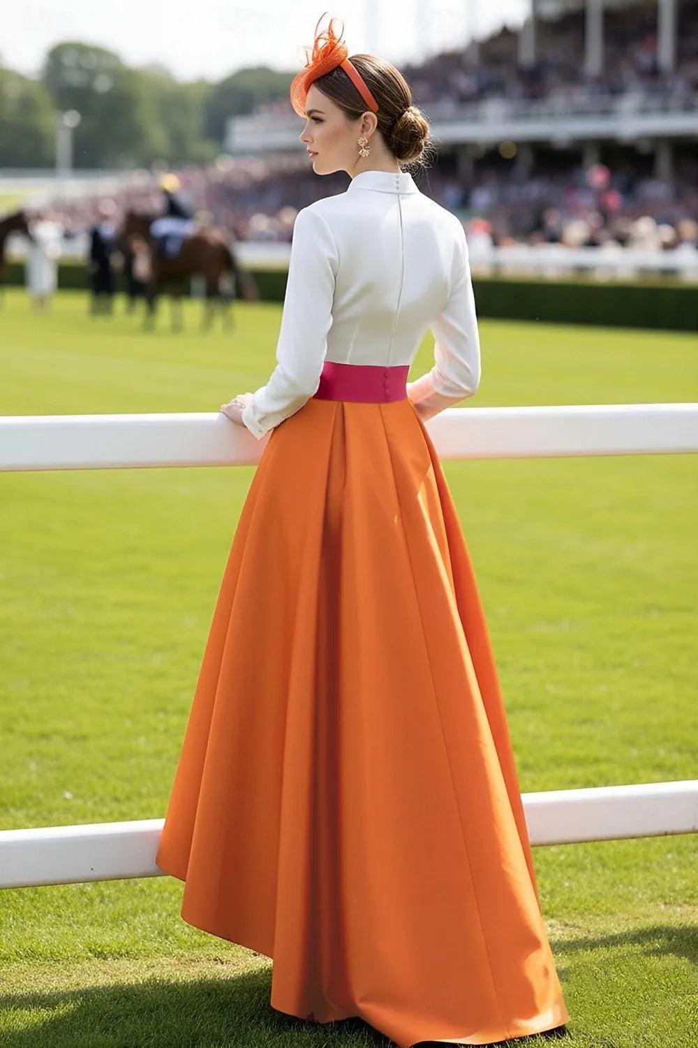 Elegant A-Line Shirt Collar Long Sleeve High Low Formal Dress