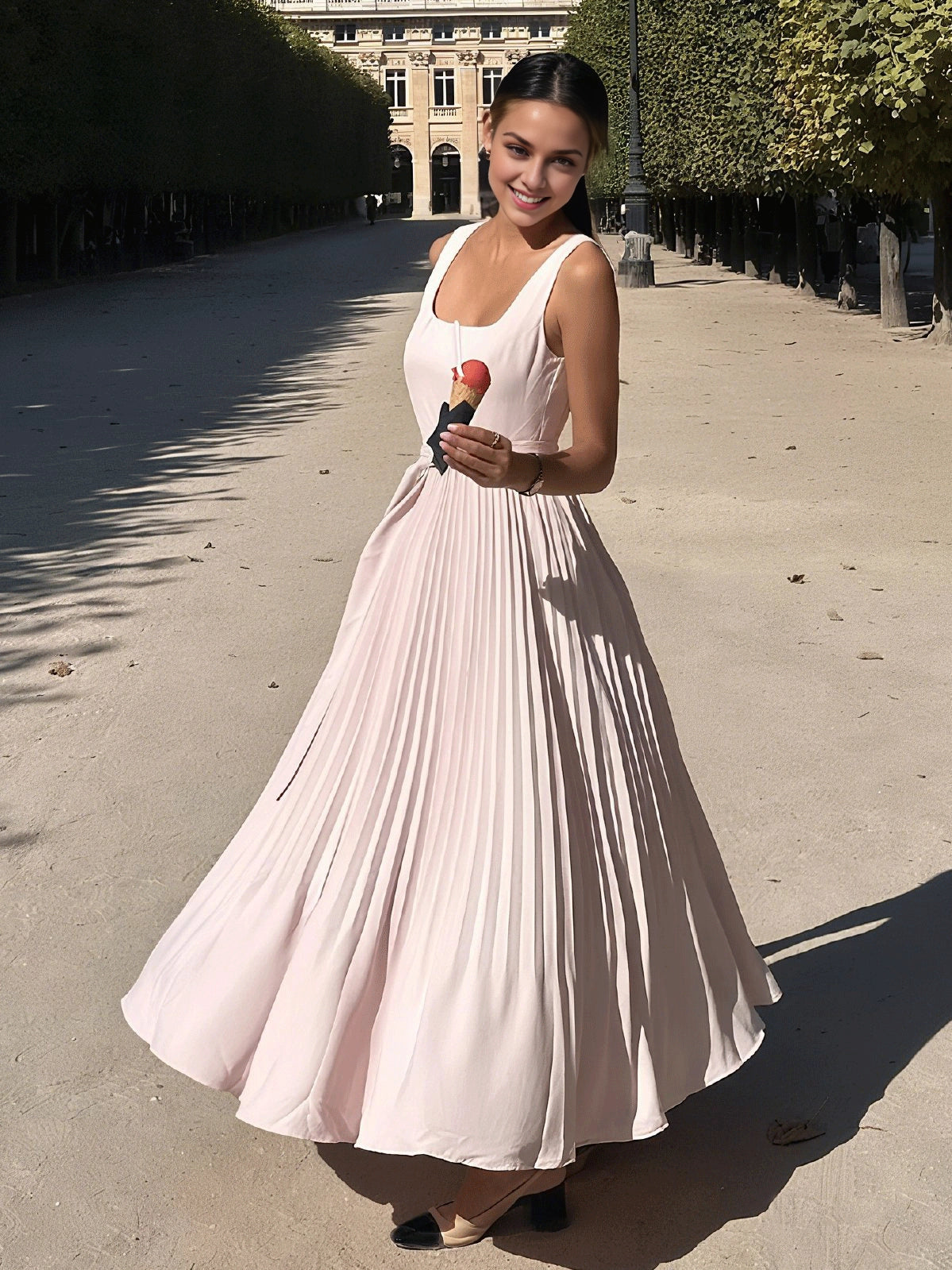 Elegant A-Line Square Neck Sleeveless Back Zip Floor-Length Evening Dress