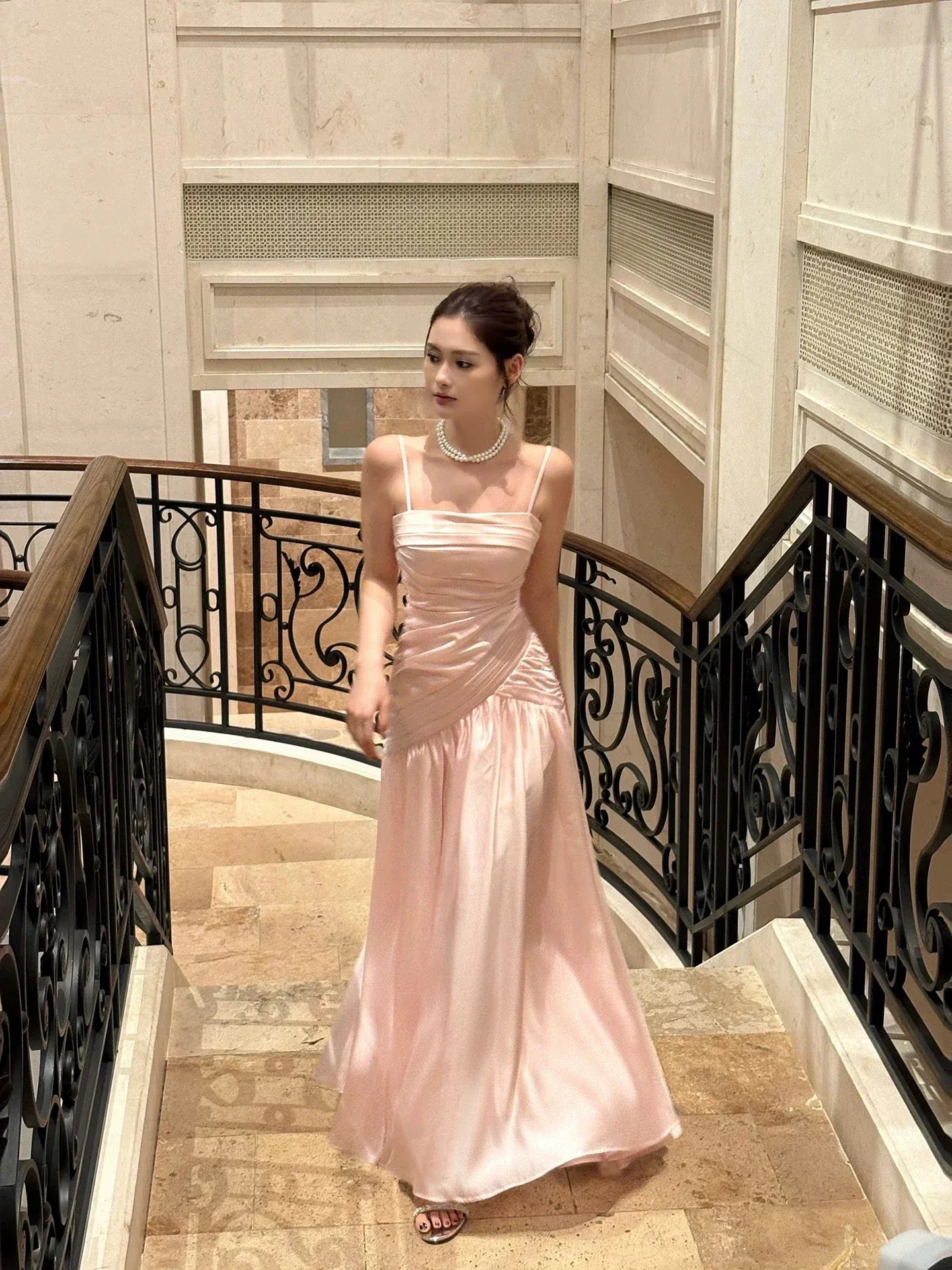 Elegant A-Line Square Neck Sleeveless Zipper Back Floor-Length Evening Party Dress