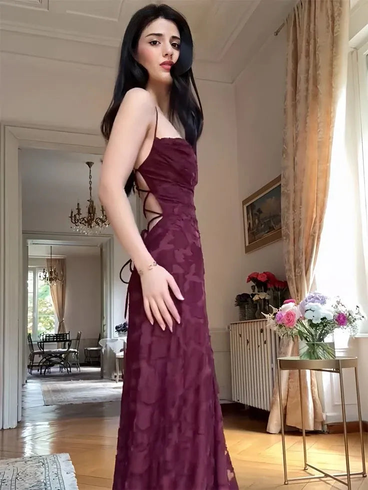 Elegant A-Line Strapless Sweetheart Criss Cross Lace-Up Back Jacquard Maxi Evening Dress