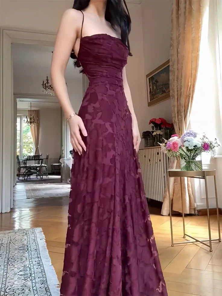 Elegant A-Line Strapless Sweetheart Criss Cross Lace-Up Back Jacquard Maxi Evening Dress