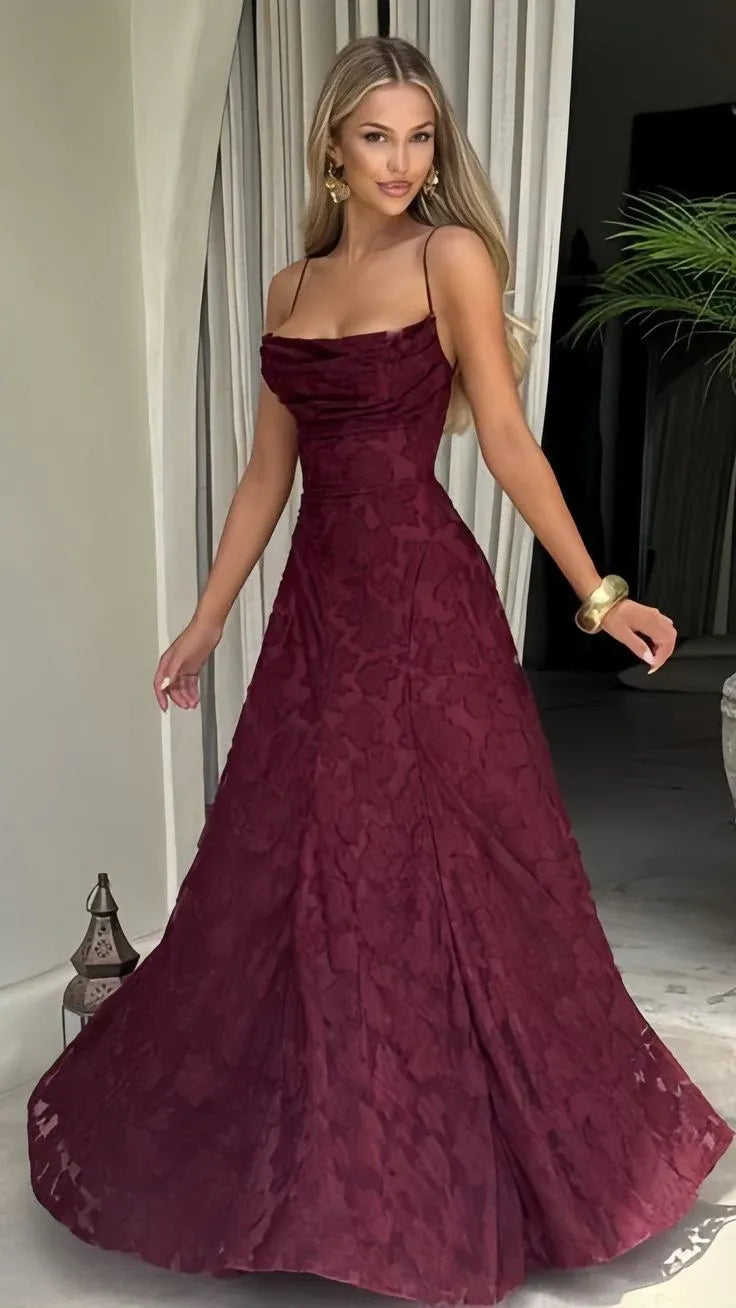 Elegant A-Line Strapless Sweetheart Criss Cross Lace-Up Back Jacquard Maxi Evening Dress