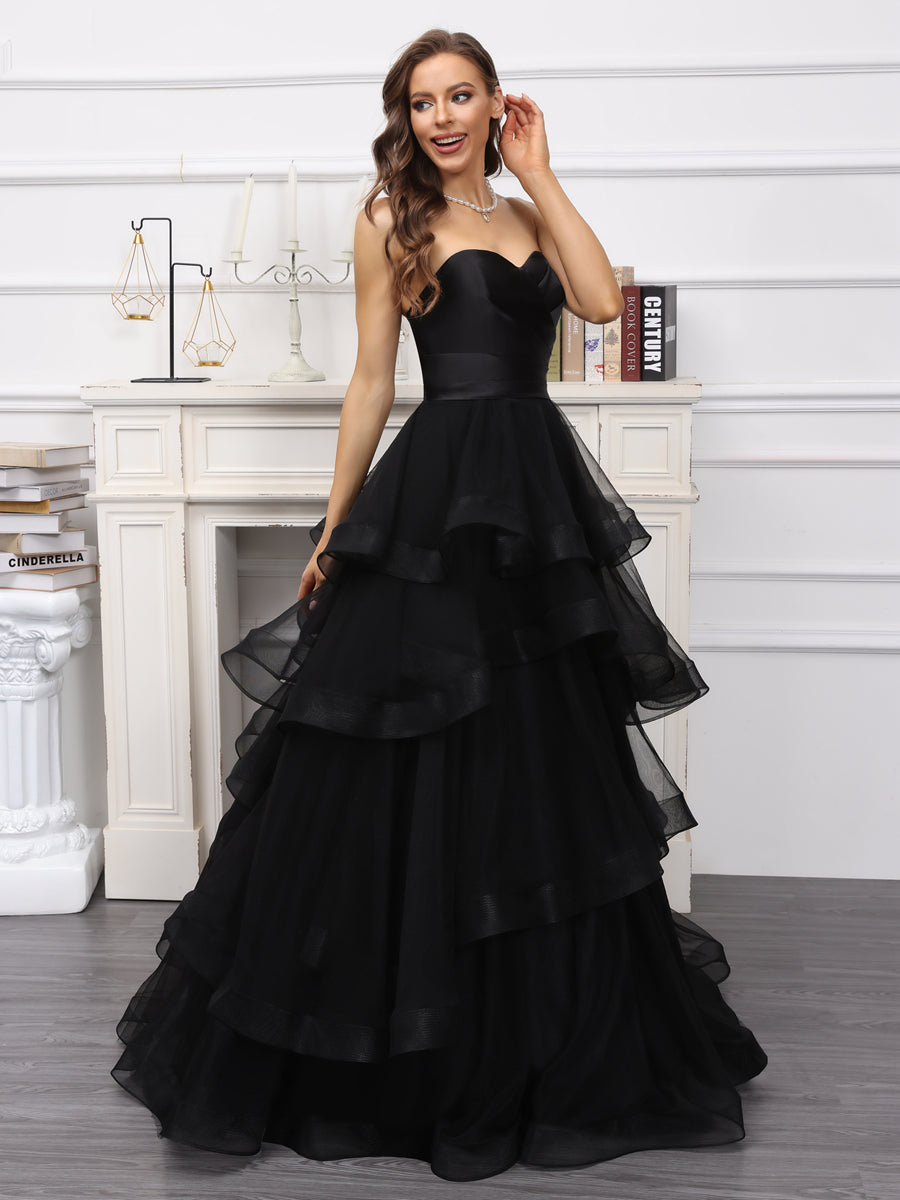 Full length view of the romantic A-line wedding dress.