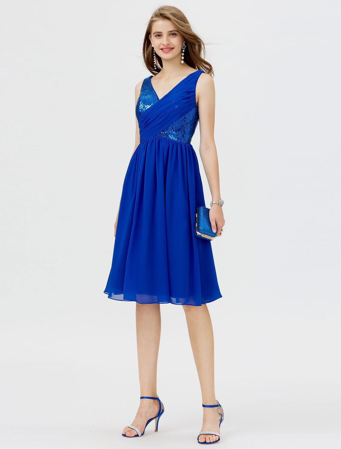 Back view of the Weitese A-line V-neck short dress.