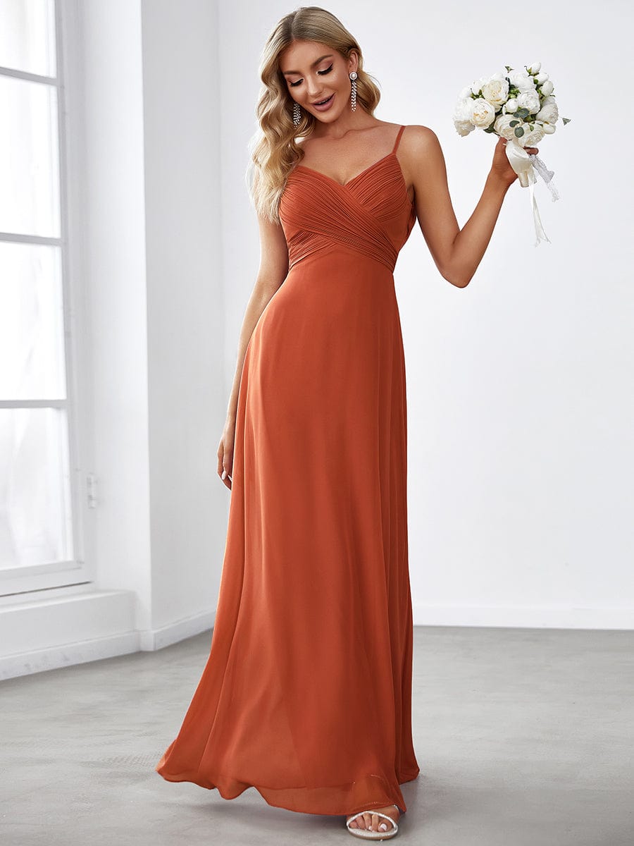 Burgundy Weitese A-Line V-neck dress for bridesmaids.
