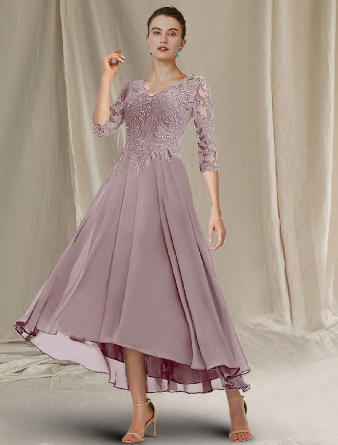 Back view of the elegant Weitese A-Line Mother of the Bride dress.