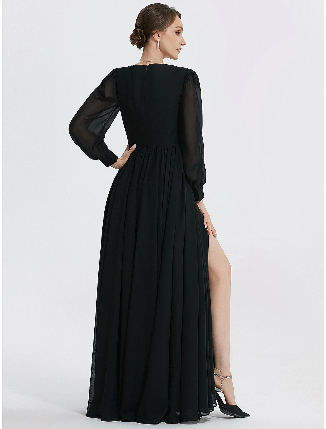 Back view of the elegant Weitese A-Line formal dress.