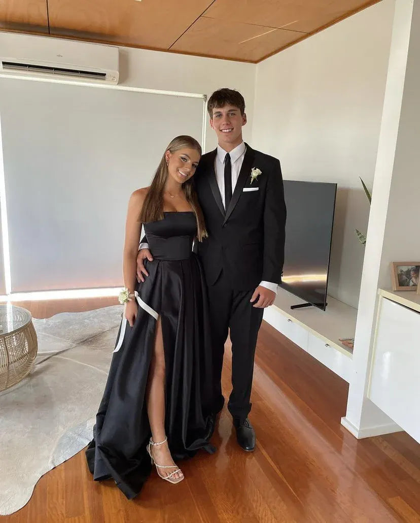 Elegant Ball Gown Square Neck Sleeveless Satin Maxi Prom Dress