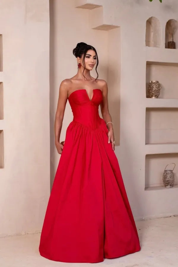 Elegant Flowy A-Line Sweetheart Neck Sleeveless Lace-Up Back Train Evening Dress
