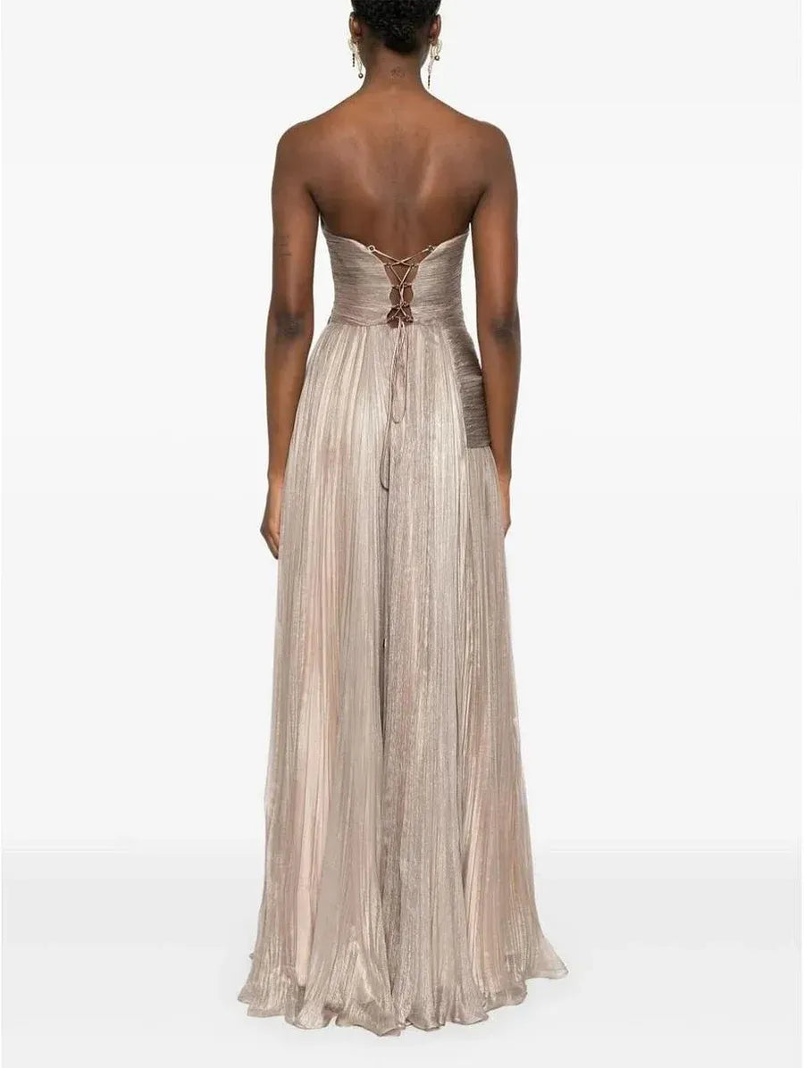 Elegant Flowy A-Line Sweetheart Neck Sleeveless Lace-Up Back Train Evening Dress
