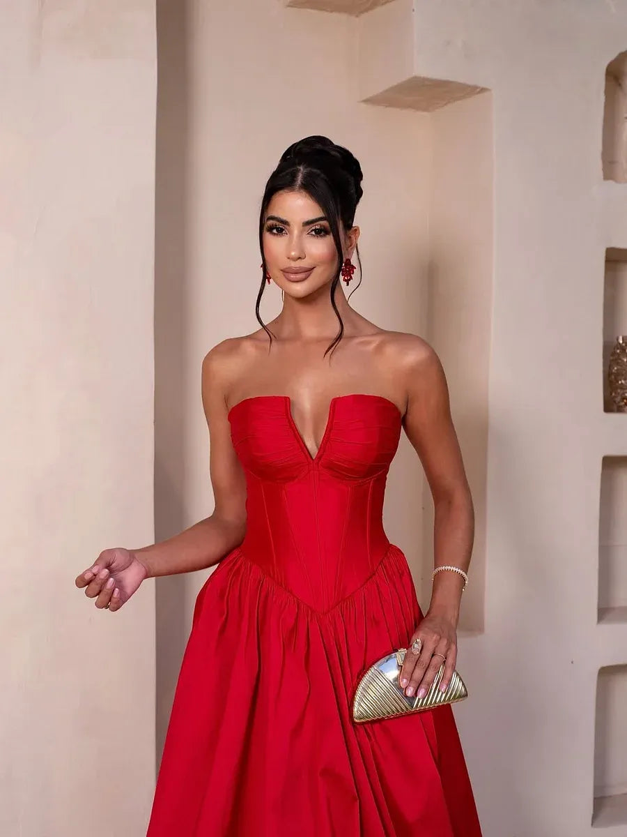 Elegant Flowy A-Line Sweetheart Neck Sleeveless Lace-Up Back Train Evening Dress