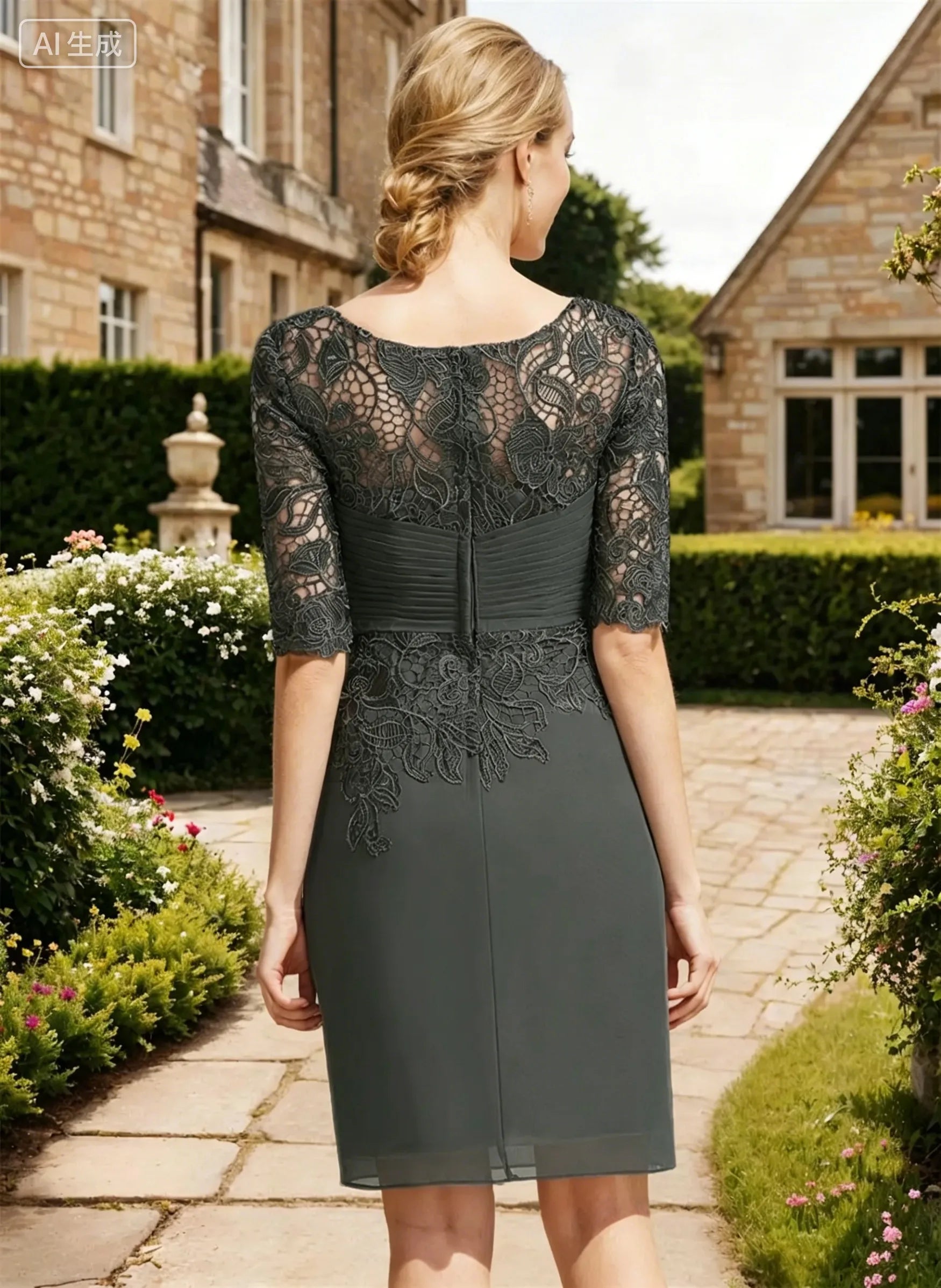 Elegant Knee-Length Lace Chiffon Mother of the Bride Dress with Matching Jacket