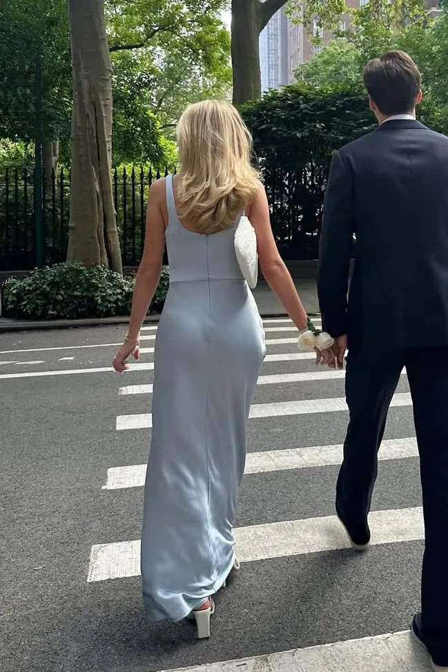 Elegant Mermaid Cowl Neck Wide Strap Satin Maxi Dress