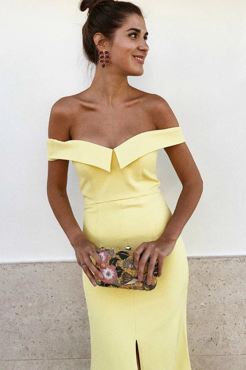 Elegant Mermaid Off Shoulder Short Sleeve Satin Maxi Evening Dress