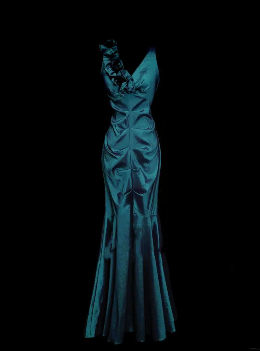 Elegant Mermaid One Shoulder Sleeveless Zip Back Floor-Length Evening Dress