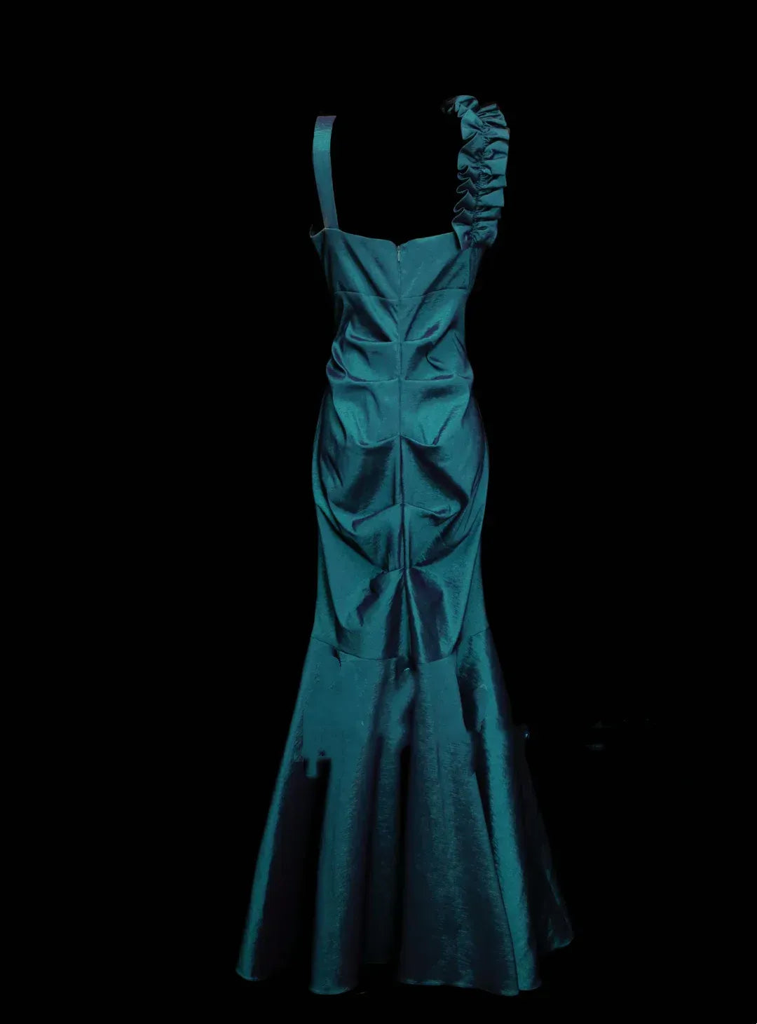 Elegant Mermaid One Shoulder Sleeveless Zip Back Floor-Length Evening Dress