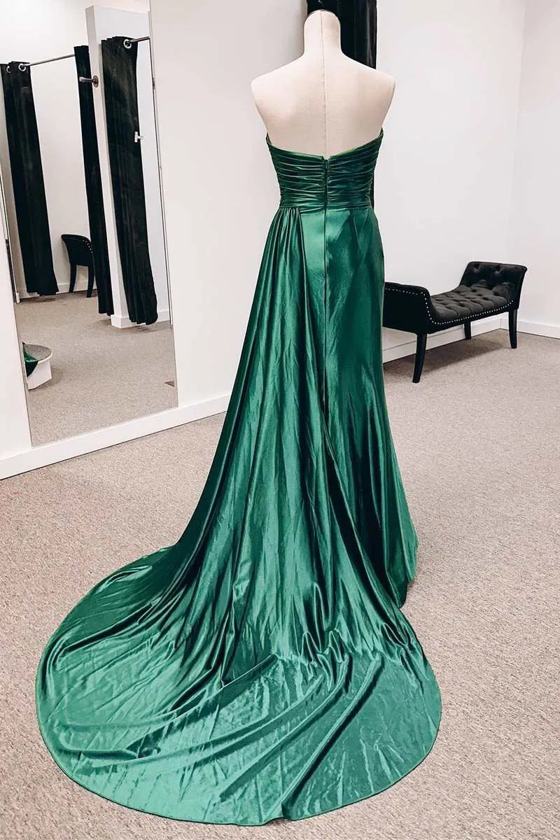 Elegant Mermaid Strapless Sleeveless Satin Maxi Prom Dress