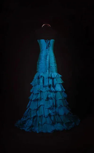 Elegant Mermaid Strapless Sweetheart Beaded Tiered Ruffle Floor-Length Evening Gown