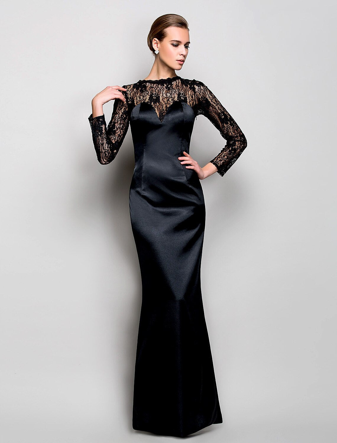 Back view of the Weitese Sheath Column dress, showing lace details.