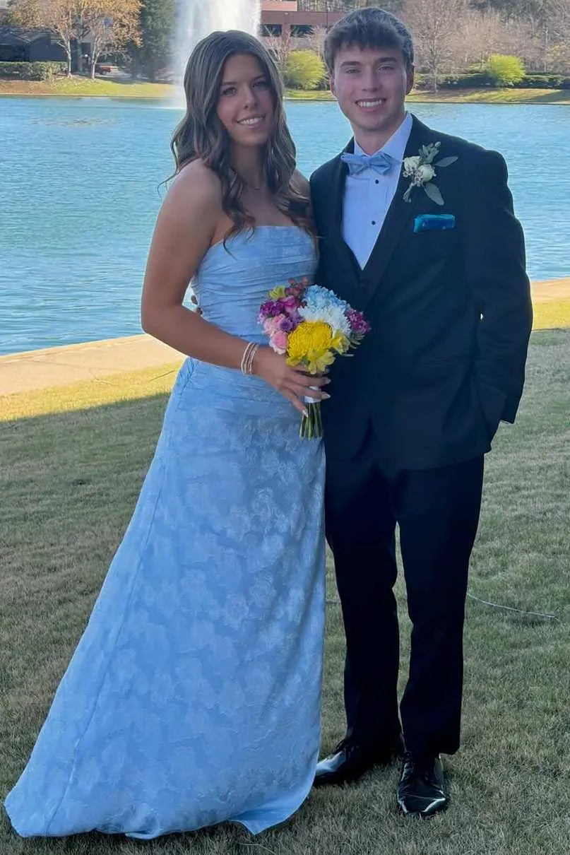 Elegant Strapless Sweetheart Jacquard Mermaid Prom Dress With High Slit