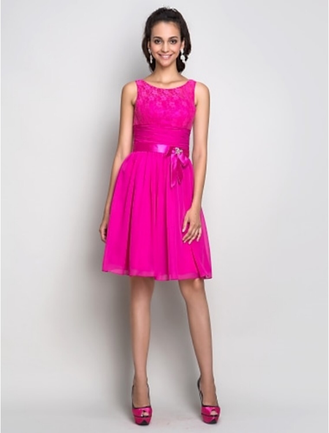Model posing elegantly in the dark blue Weitese Fit & Flare cocktail dress, emphasizing its sophisticated silhouette.