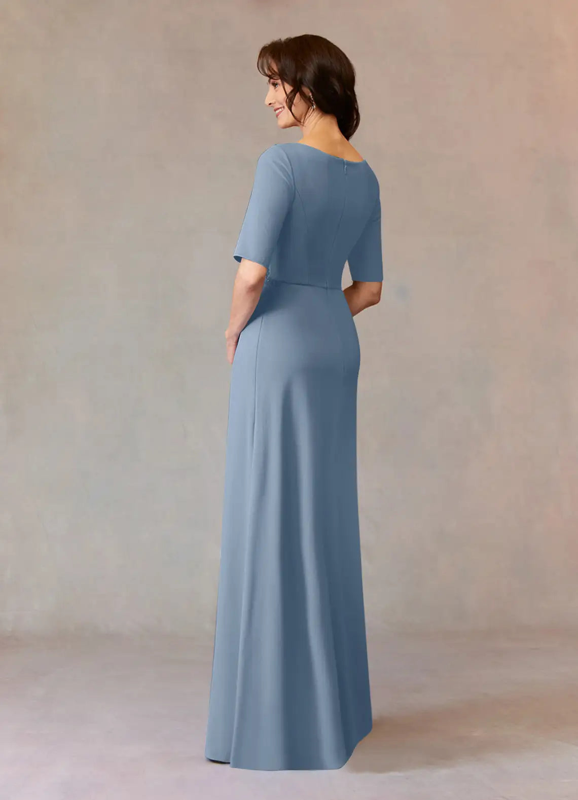 Elegant A-Line Boat Neck Cap Sleeve Back Zip Floor-Length Mother of the Bride Dress