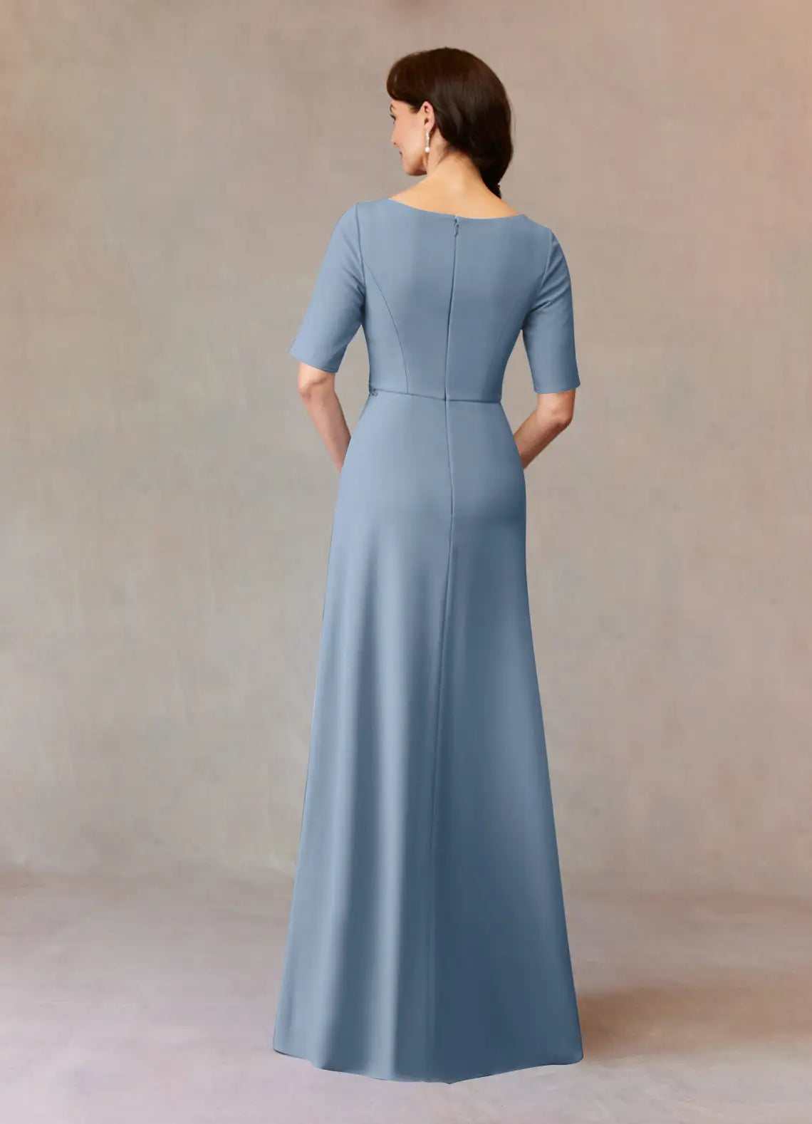 Elegant A-Line Boat Neck Cap Sleeve Back Zip Floor-Length Mother of the Bride Dress