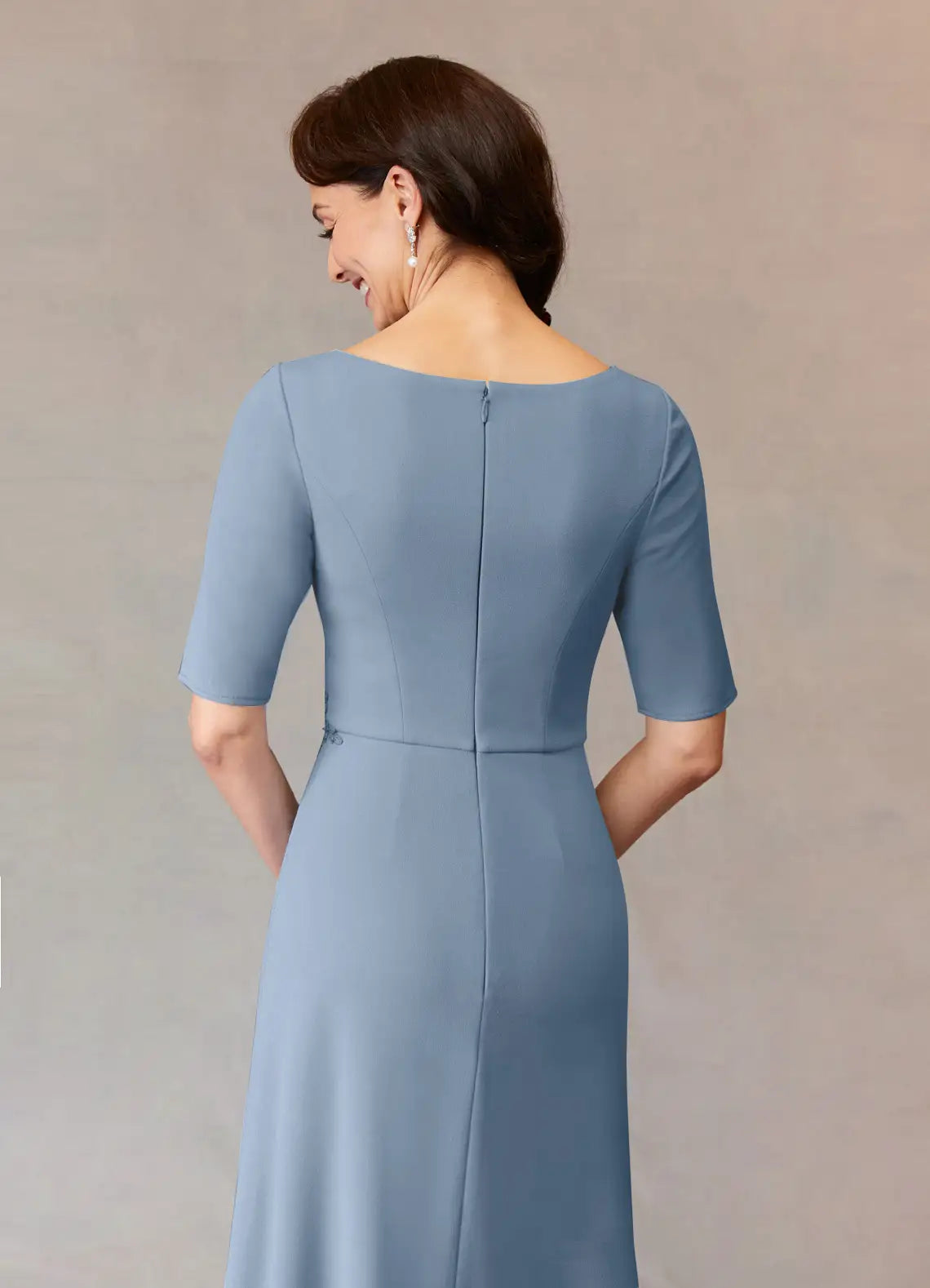 Elegant A-Line Boat Neck Cap Sleeve Back Zip Floor-Length Mother of the Bride Dress