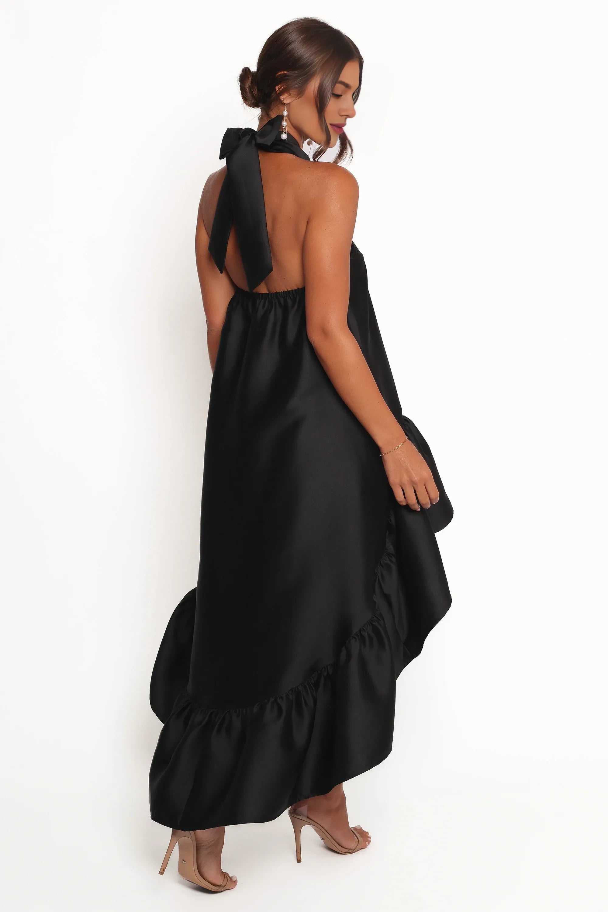 Elegant A-Line Halter Neck Sleeveless Backless Floor-Length Prom Dress