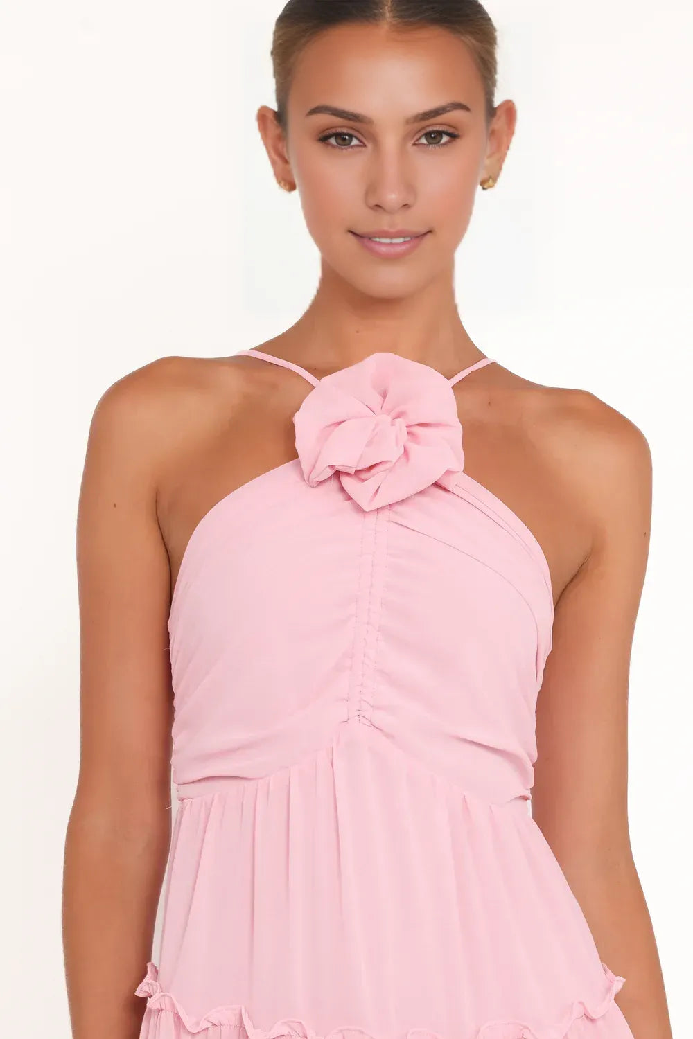 Elegant A-Line Halter Neck Sleeveless Backless Floor-Length Prom Dress