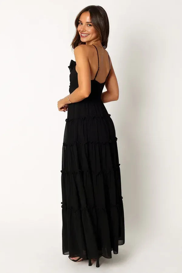 Elegant A-Line Halter Neck Sleeveless Backless Floor-Length Prom Dress